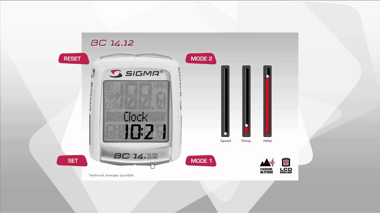 SIGMA SPORT // BC 14.12 ALTI // Settings (EN)