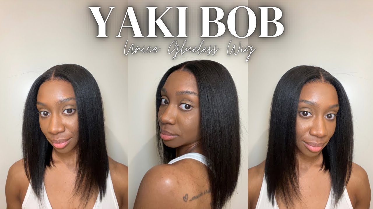 So Natural and Thick!!! Yaki Kinky Straight Bob Glueless Wig | Unice Amazon