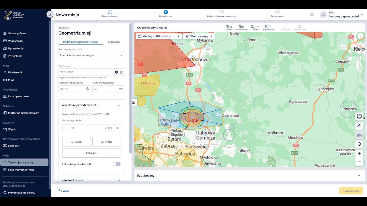 Jak odblokować możliwość rysowania większych rejonów lotów w Kreatorze Misji KSID? (drony.gov.pl)