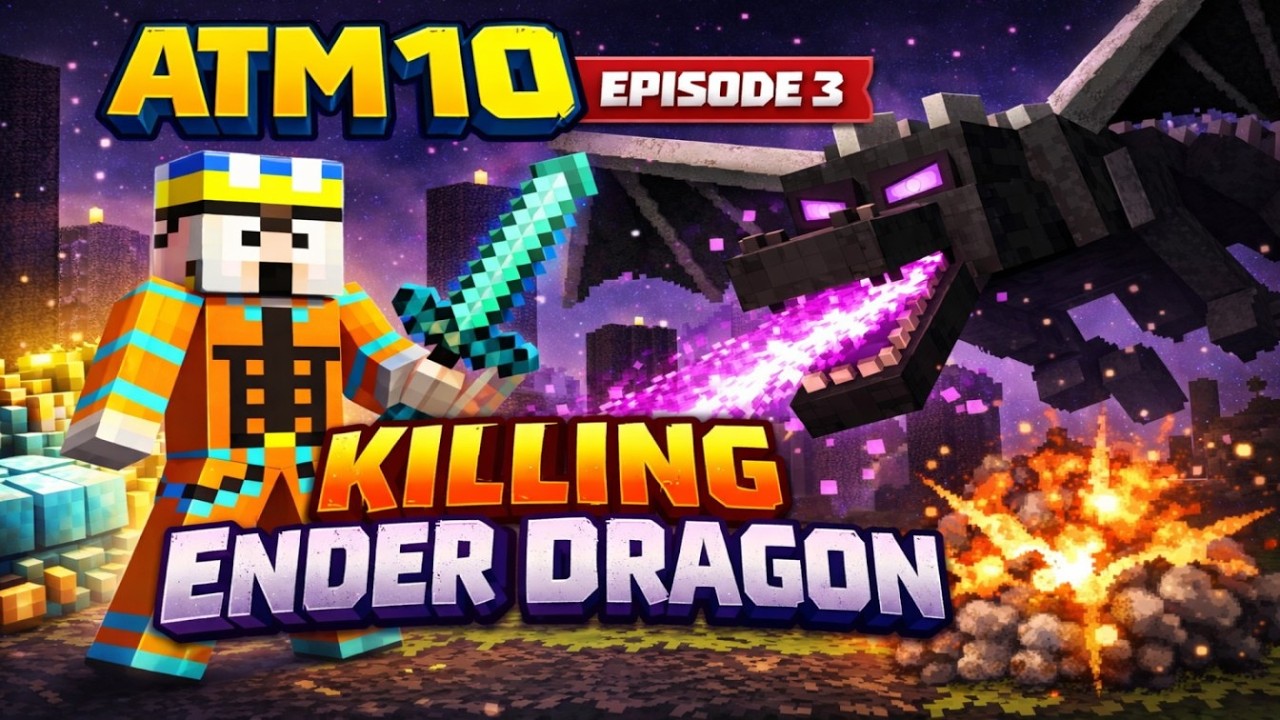 Ep 3 ATM 10 | Killing Ender Dragon | Minecraft | Hindi