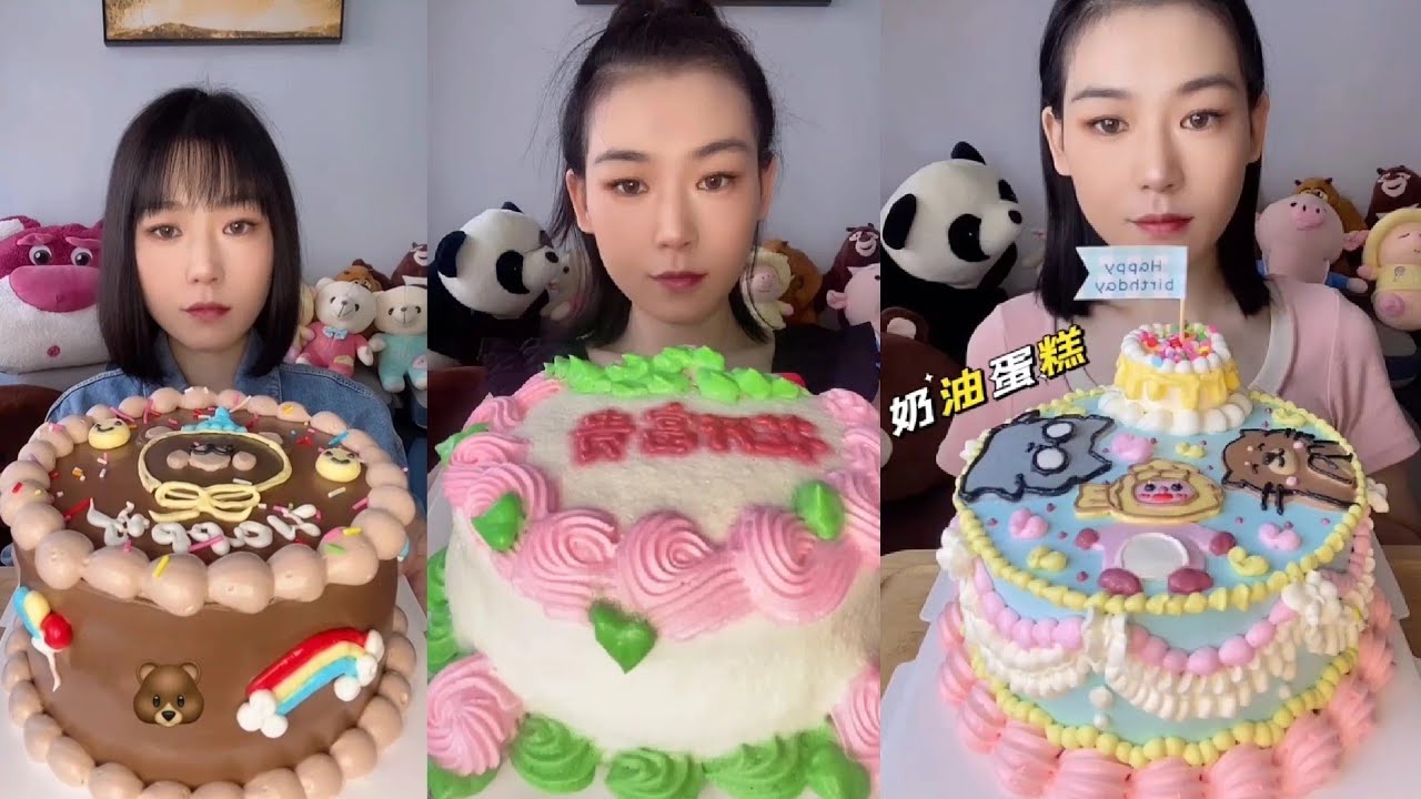 Satisfying Eating Cake 🌈 big bites compilation