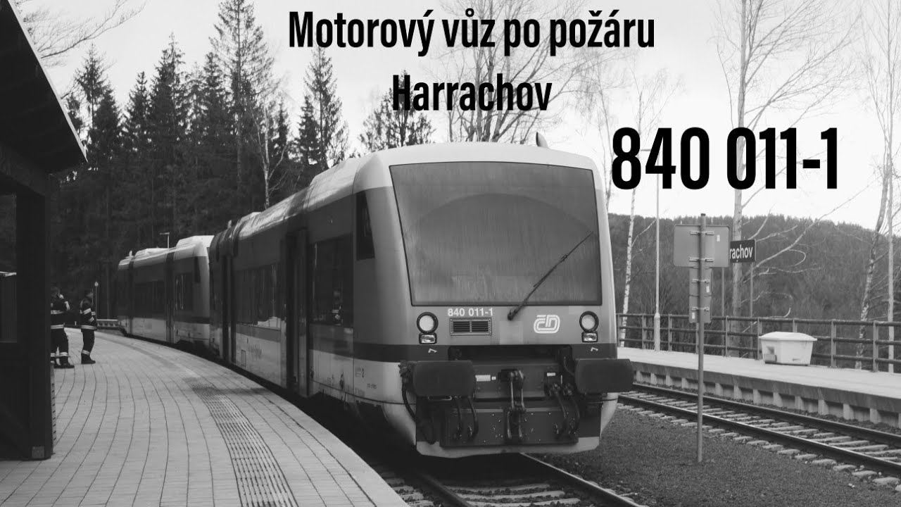 Motorový vůz 840 011-1 po požáru v Harrachově