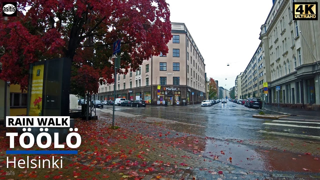 Rainy Morning Walk in Helsinki Finland - Töölö (12 Sep 2021)