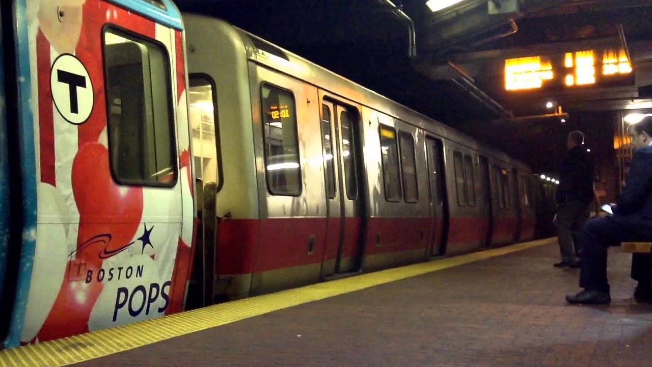 MBTA Red Line Trains at Davis Station