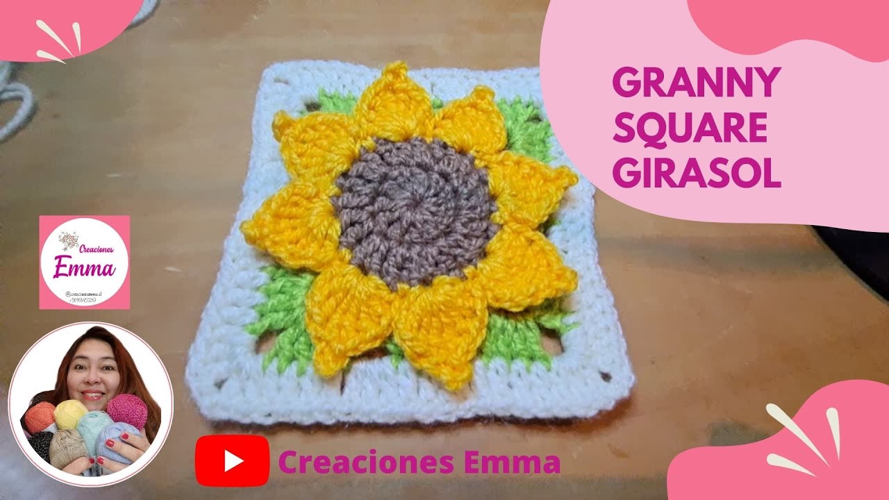 GRANNY SQUARE GIRASOL A CROCHET
