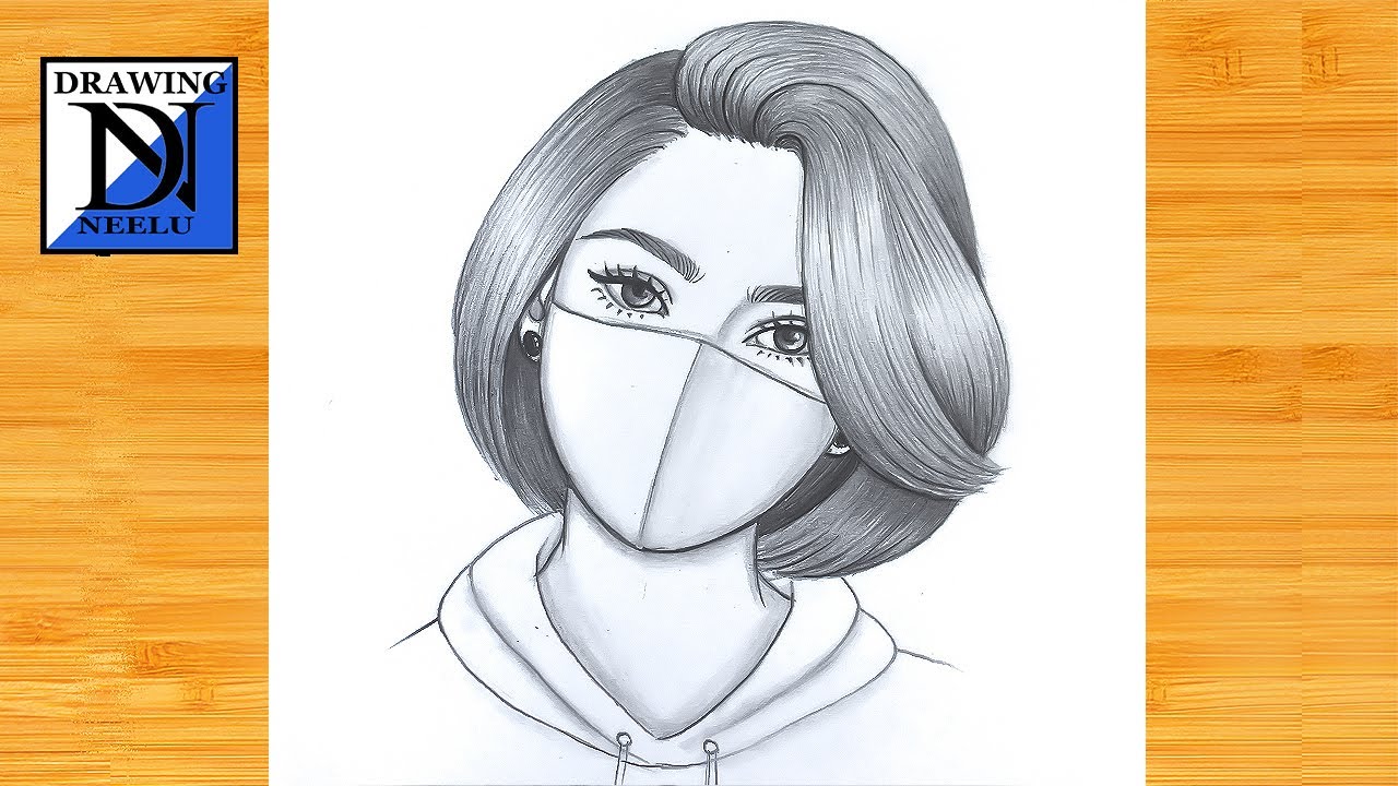 How to draw a Cute Girl wearing Mask || Pencil sketch for beginner || Girl drawing || Drawing