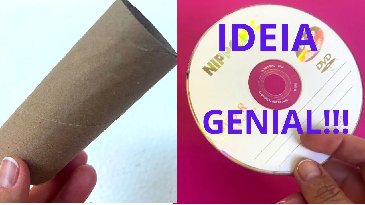 DIY com CD VELHO + ROLO DE PAPEL - o Resultado &eacute; INCR&Iacute;VEL e MUITO &Uacute;TIL. ARTESANATO com RECICLAGEM.