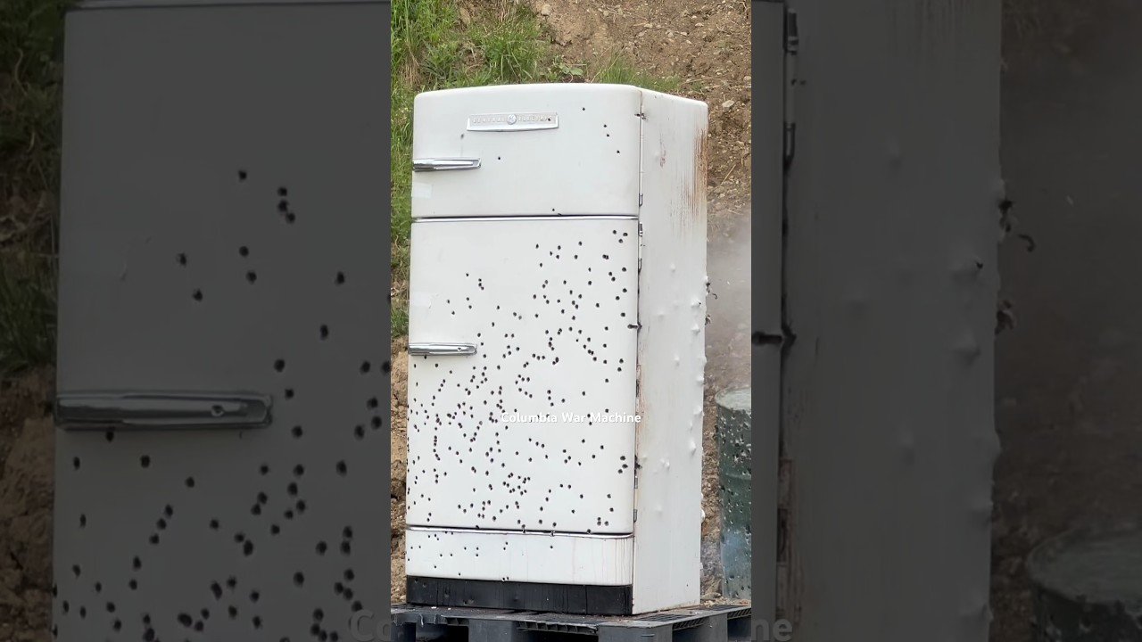 M134 Mini Gun  vs Refrigerator!