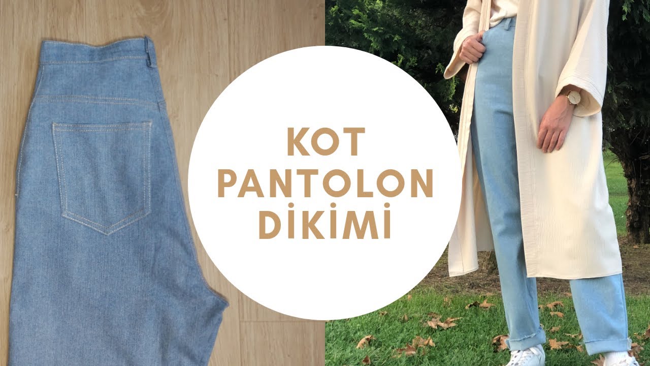 #kotpantolon #kalıpsız YÜKSEK BEL KOT PANTOLON DİKİMİ | Kendi pantolonunuzdan kalıp çıkarma | DIY