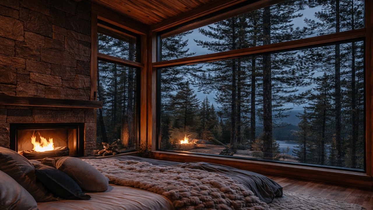 🔥 Cozy Cabin Heavy Rain | 🌧️ Rain Sounds & Crackling Fireplace