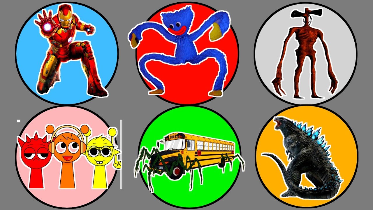 Spin Wheel !! Bus Eater vs Siren Head, Godzilla, Sprunki, Ironman, Huggy Wuggy 