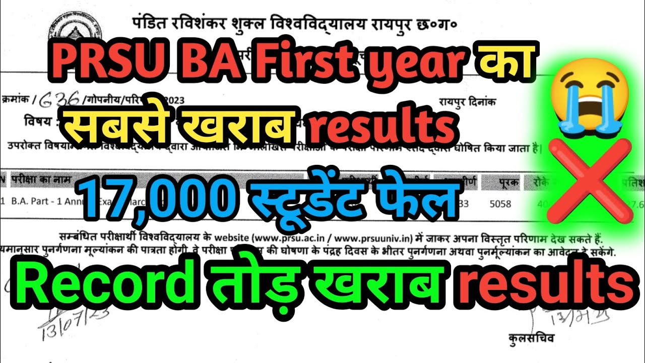 PRSU BA first year result ll 17,000 students फेल हो गए 😭❌