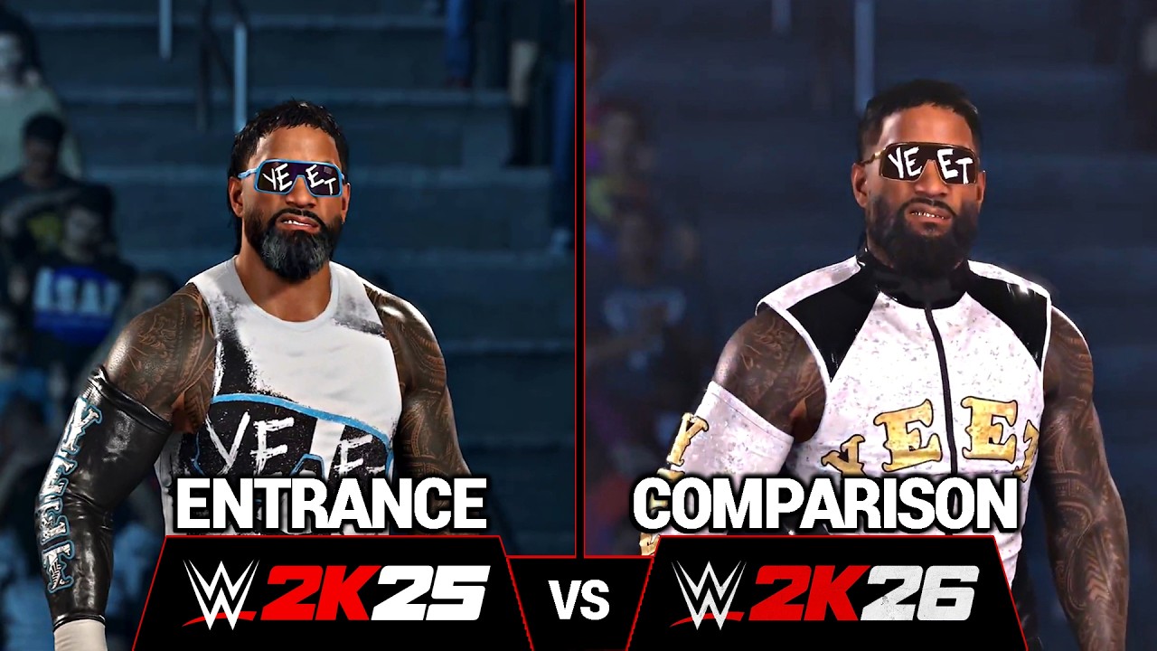 WWE 2K25 vs WWE 2K26: Jey Uso Entrance Comparison!