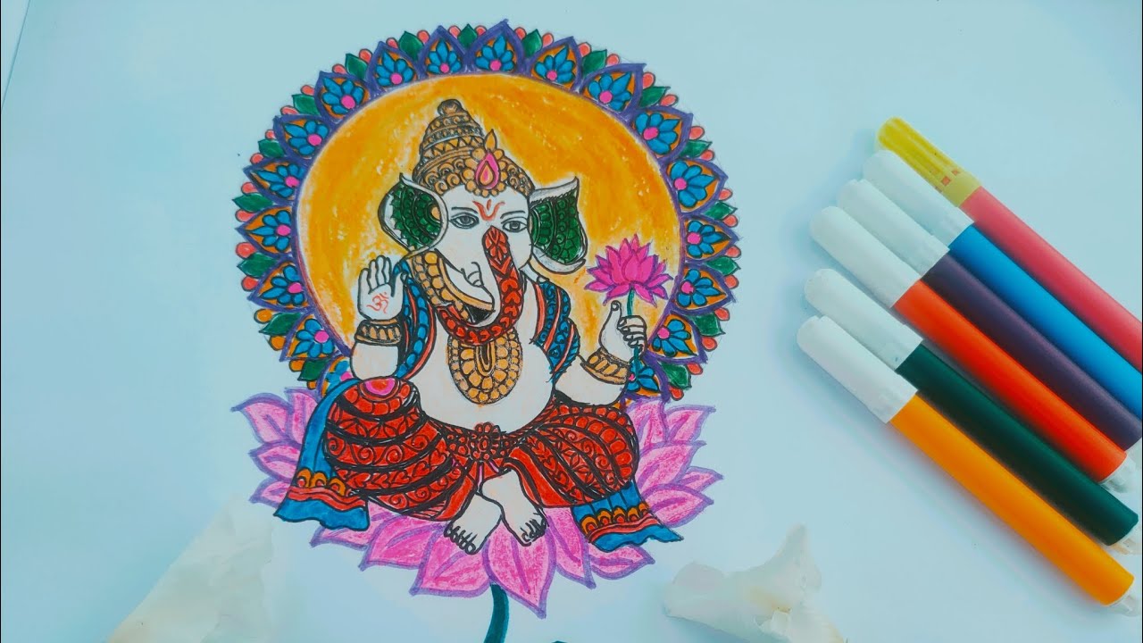 Spiritual Art 💜 Ganesh chaturthi special drawing✨#art #drawing #creativity #spiritualart #divineart 