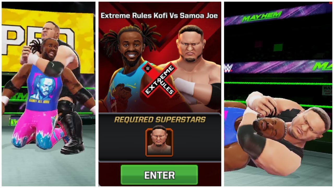 WWE Mayhem - Extreme Rules Kofi Kingston vs Samoa Joe Gameplay