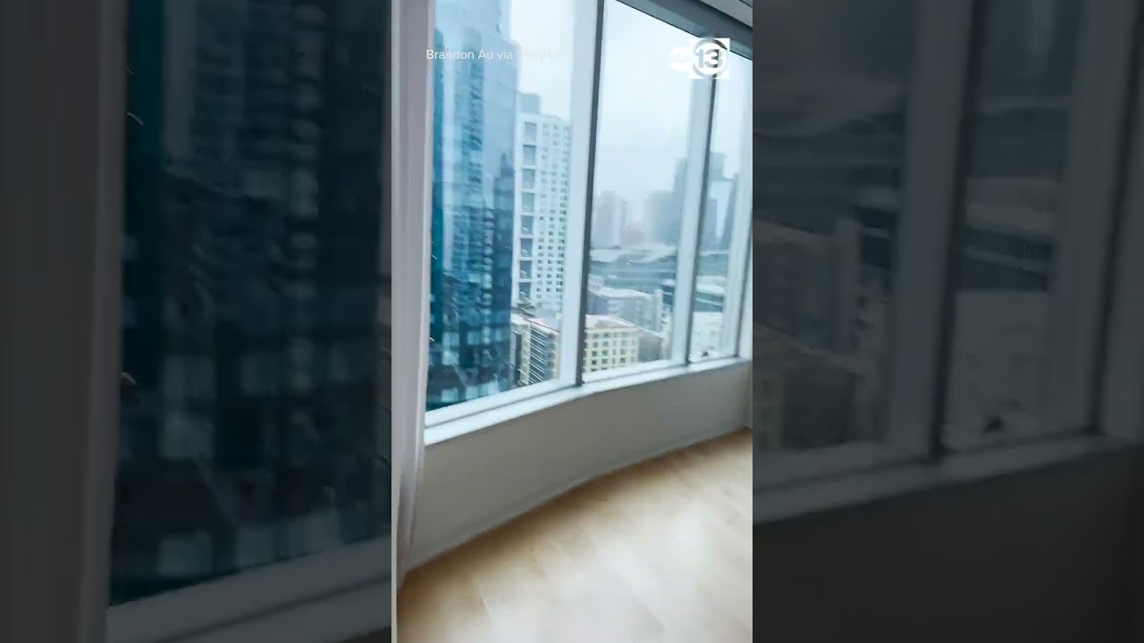 Strong wind gusts blow furniture of high-rise building in San Francisco