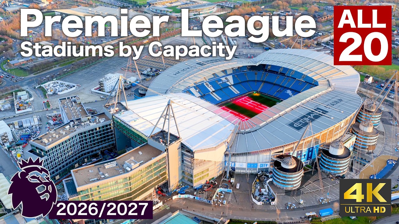 All 20 Premier League Stadiums 2026/27 Ranked by Capacity | 4K Aerial Tour