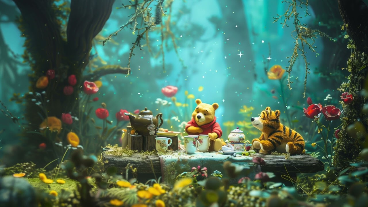 4K Tea Party with Winnie the Pooh and Tigger | Magical Forest with music