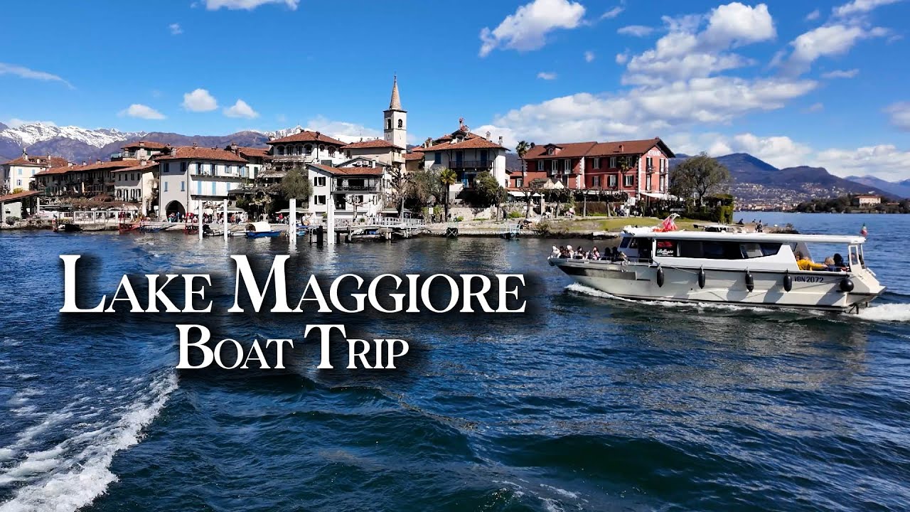 Lake Maggiore boat trip - Verbania to Isola Bella | blue sky, mountains, clear water | 4K