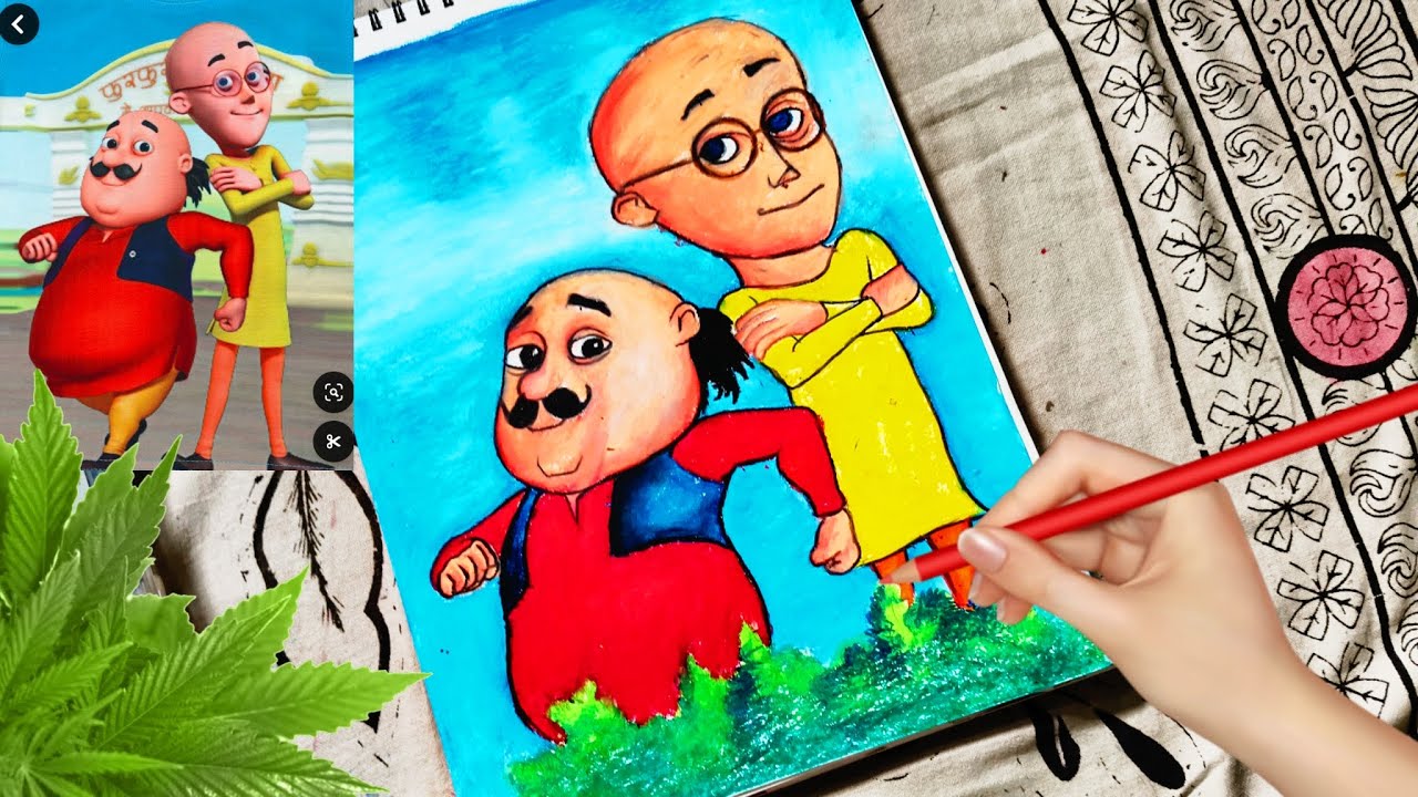 How To Draw Motu Patlu, Oil Pastel Drawing, Step By Step Tutorial | (Part 2)