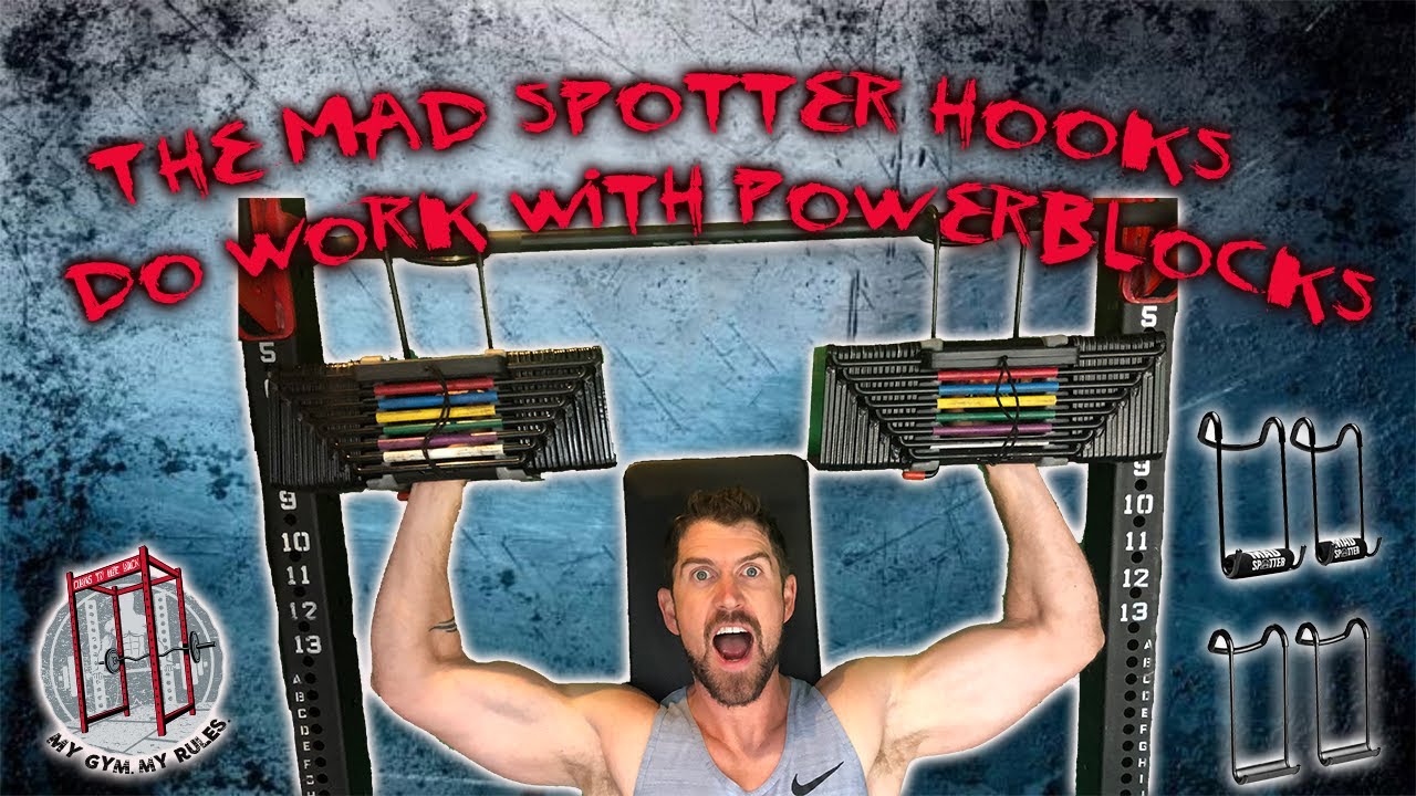 Mad Spotter Dumbell Hooks Work With Power Blocks plus my next DIY HACK to make this even better