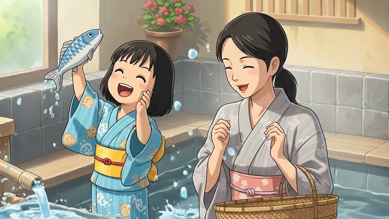 An Afternoon at a Local Japanese Bathhouse - Ghibli Style