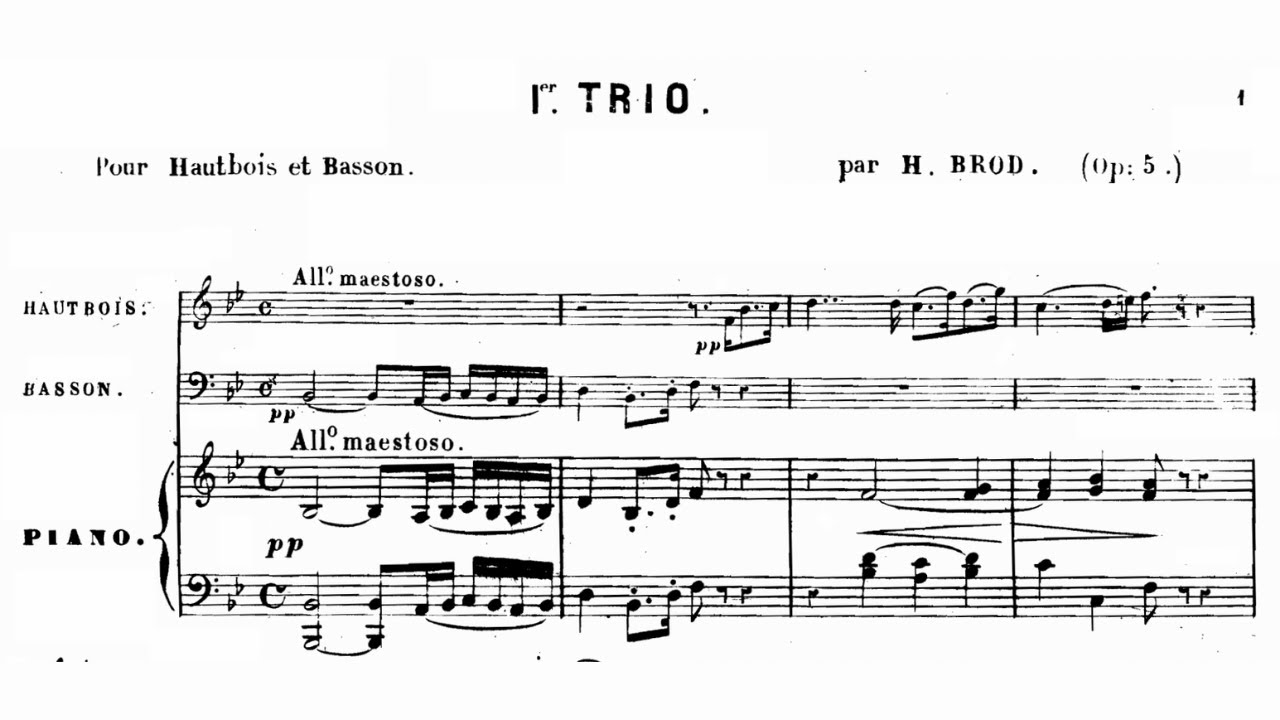 Henri Brod: Trio for Oboe, Bassoon, and Piano, Op. 5 (1826)