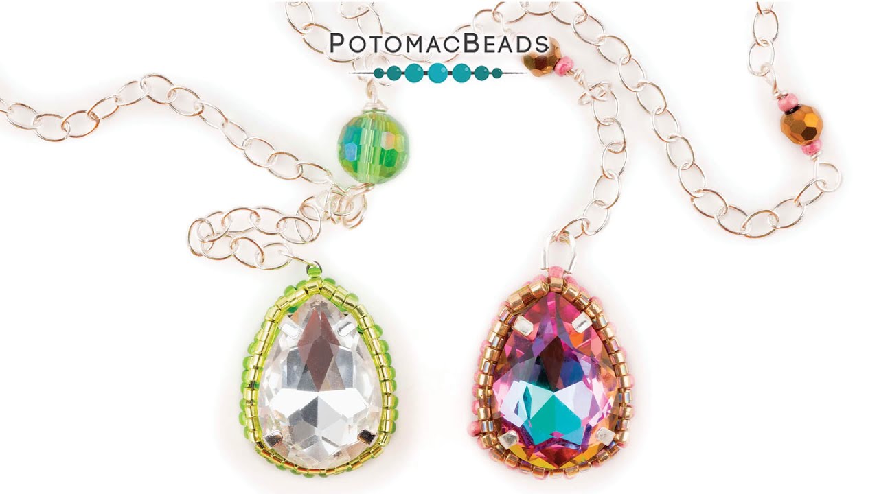 Faux Bezeled Pear Drop Pendant - DIY Jewelry Making Tutorial by PotomacBeads