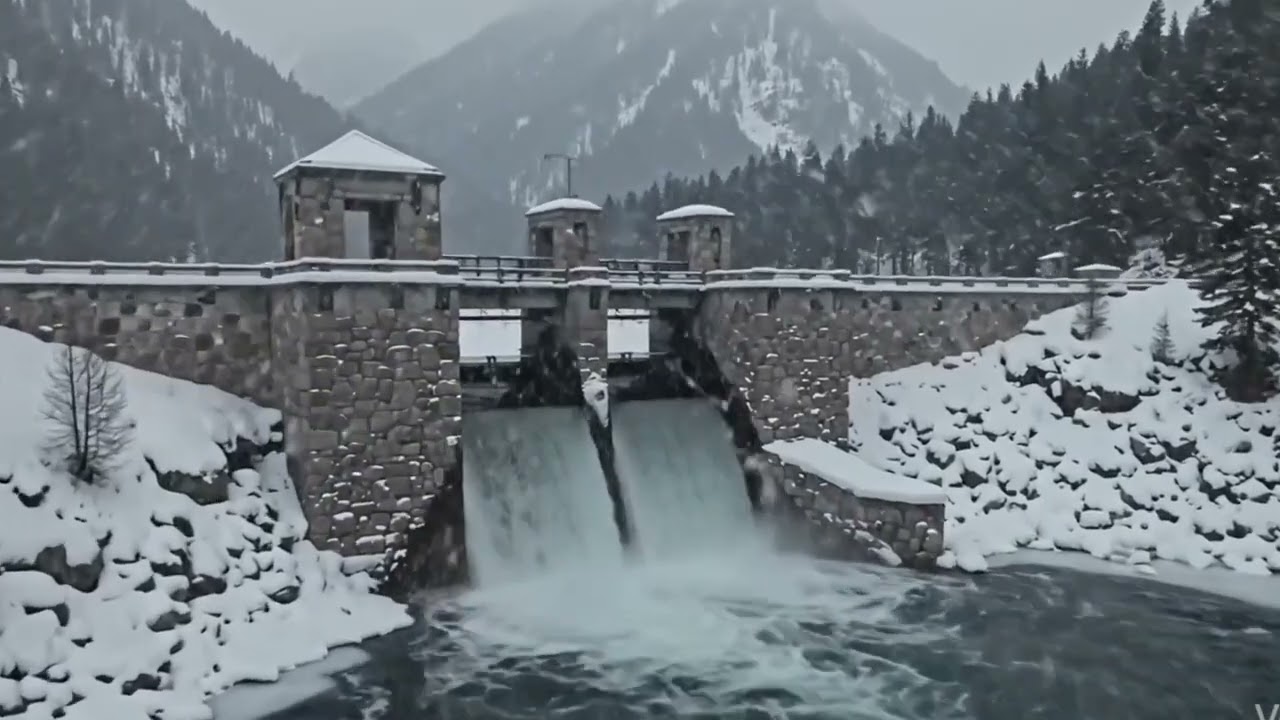 Winter Dam Waterfall Sounds ❄️ 10 Hours | Relaxing Water Sounds for Sleep & Study