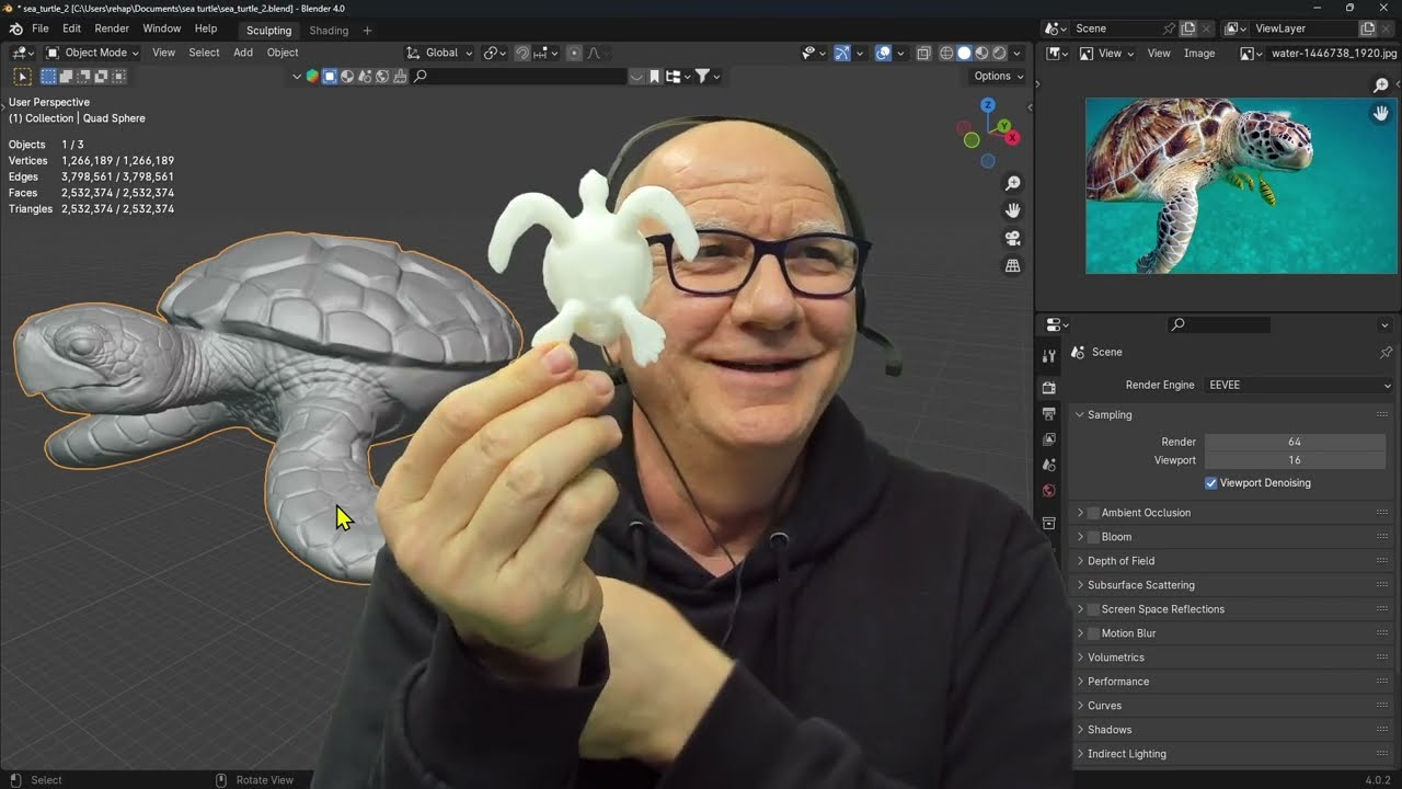 3D Yazıcı İçin Blender ile Sculpt - Deniz Kaplumbağası
