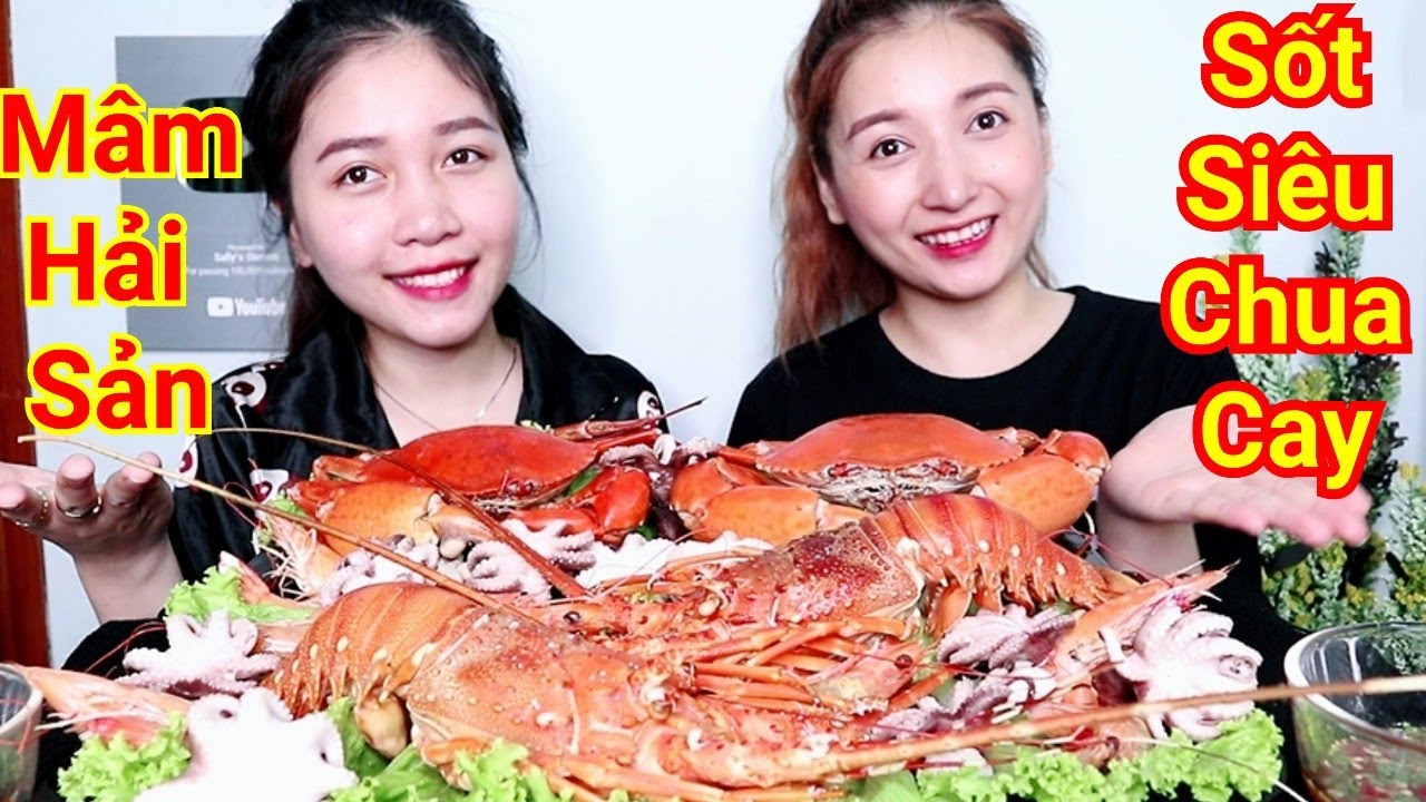 2CE Ăn Mâm Hải Sản Tôm Hùm Cua Bạch Tuộc Chấm Nước Sốt Quá Đỉnh | SALLY HẠNG