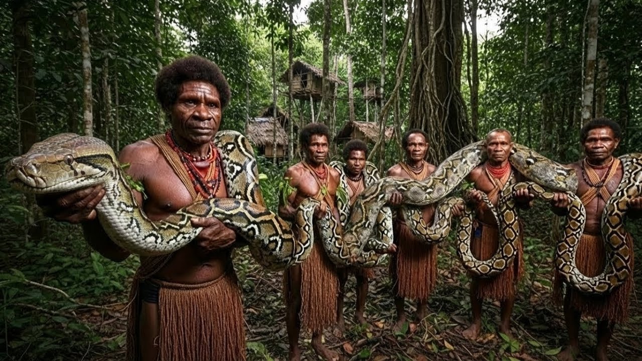 Cazando Serpientes Gigantes Para Sobrevivir | Cómo La Tribu Korowai Vive Completamente De La Tierra