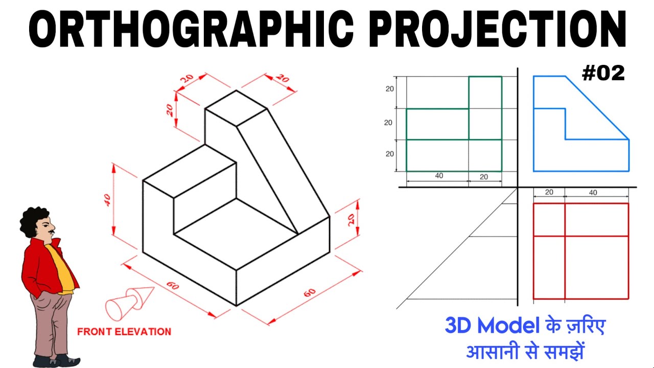 ORTHOGRAPHIC PROJECTION IN ENGINEERING DRAWING IN HINDI (Part - 02)