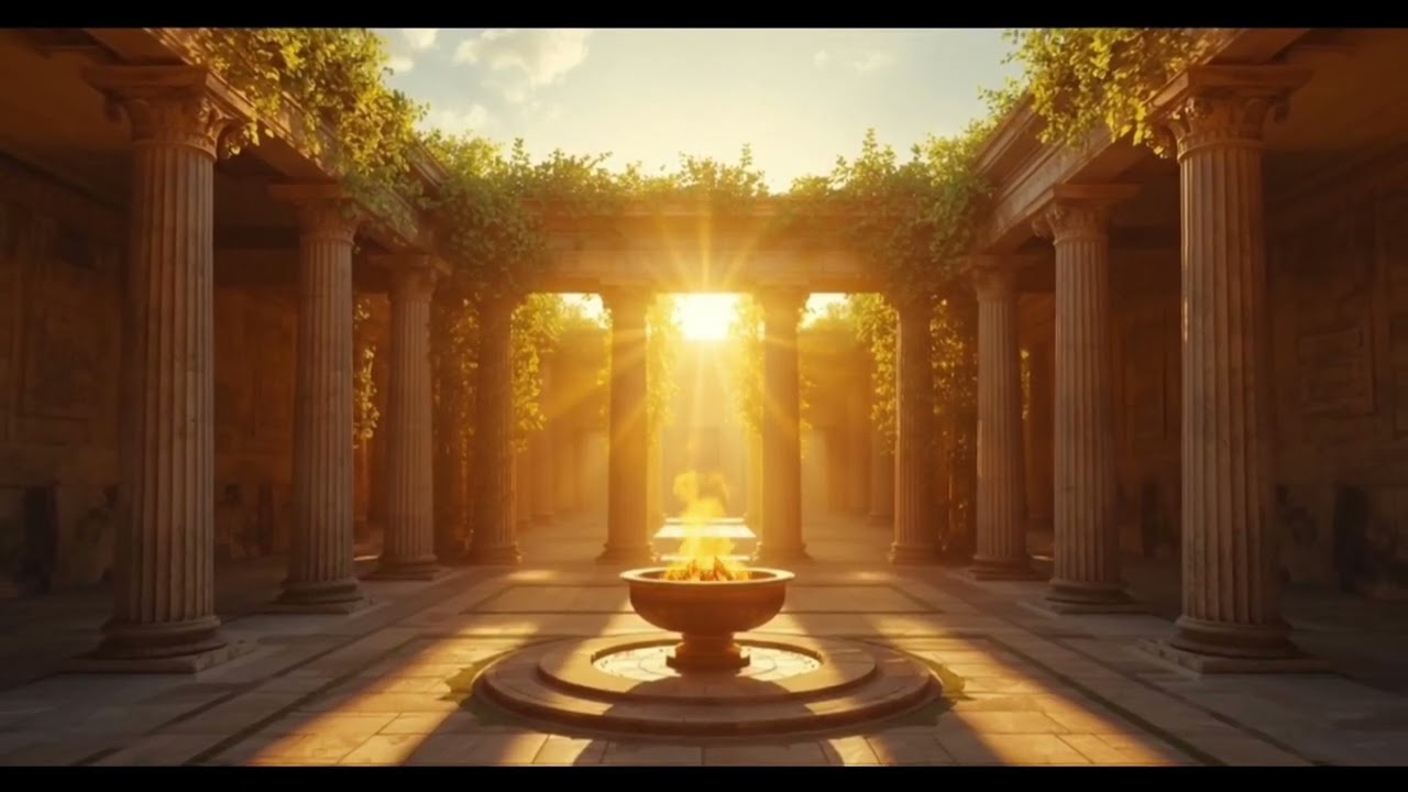 Golden Sacred Courtyard 🔥  Relaxing Soft Ambient  #mythology #ancienttemples #sleep