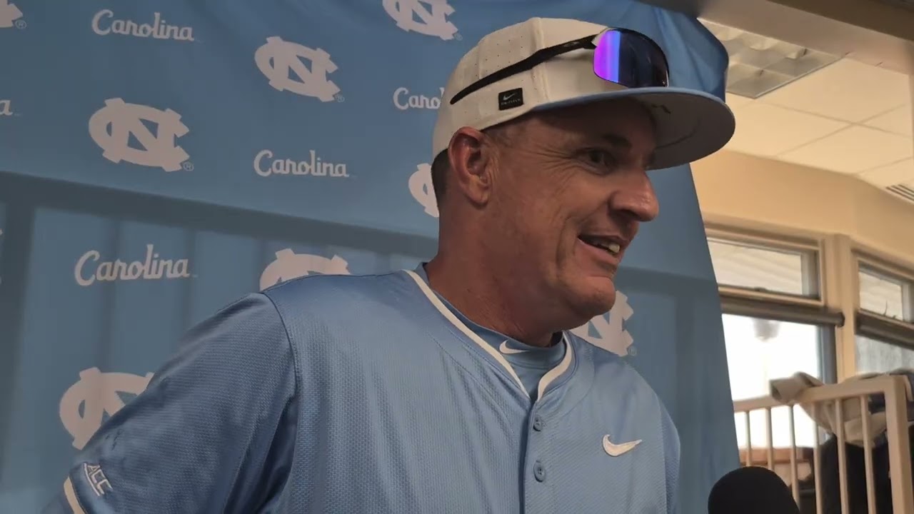 UNC coach Scott Forbes, shortstop Jake Schaffner and left fielder Perry Hargett after Saturday's win
