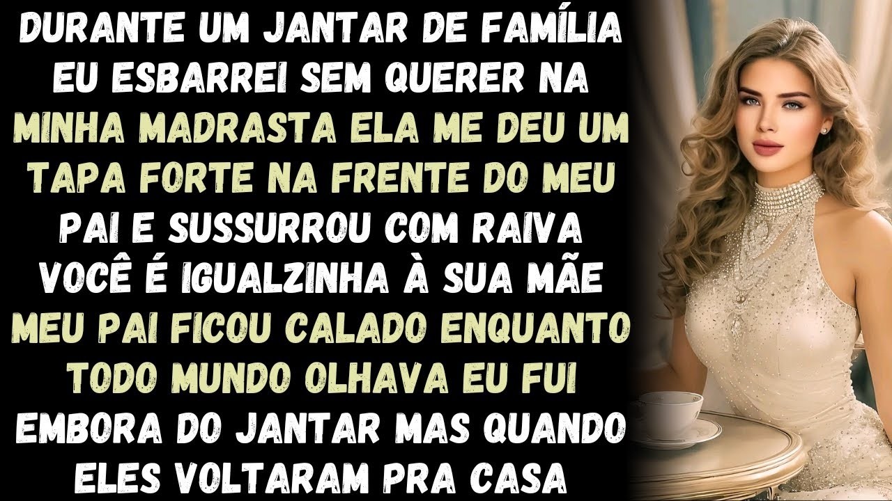 DURANTE UM JANTAR DE FAMÍLIA EU ESBARREI SEM QUERER NA MINHA MADRASTA ELA ME DEU UM TAPA