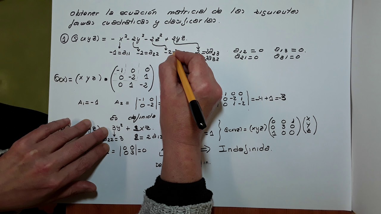Formas cuadraticas, clasificación. Universidad