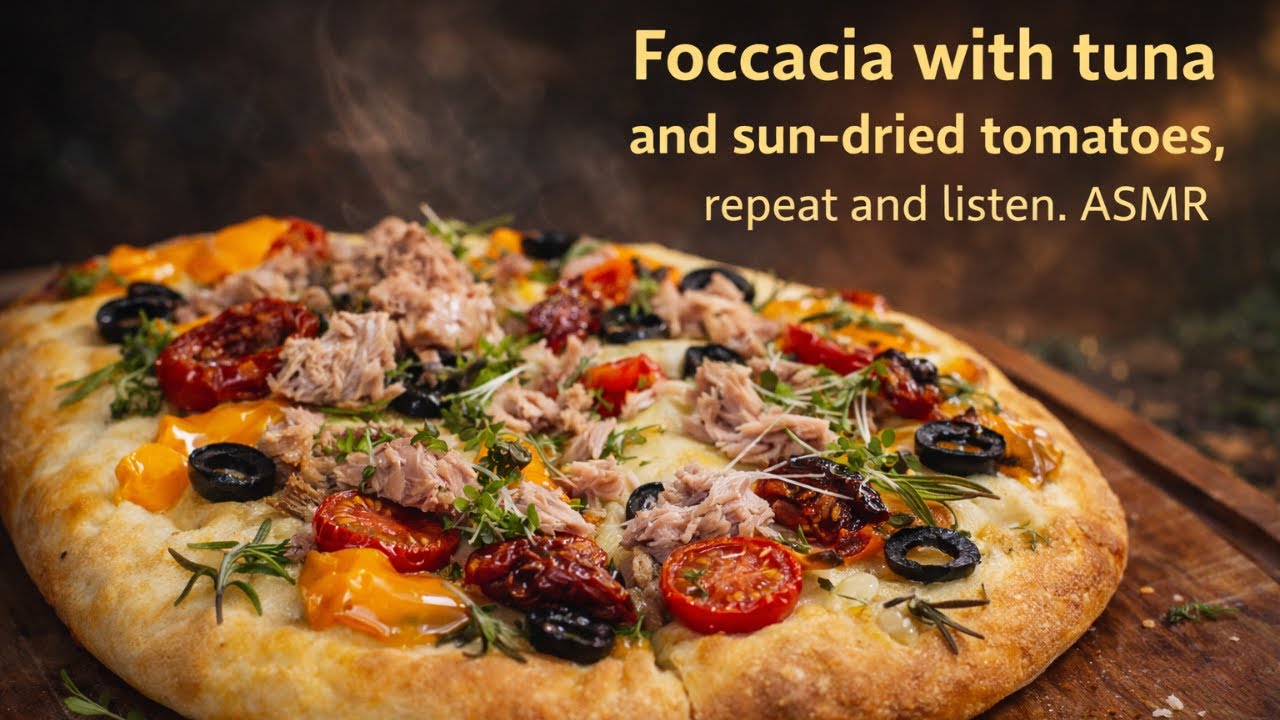 The Sound of Perfect Focaccia  Tuna & Sun Dried Tomatoes ASMR