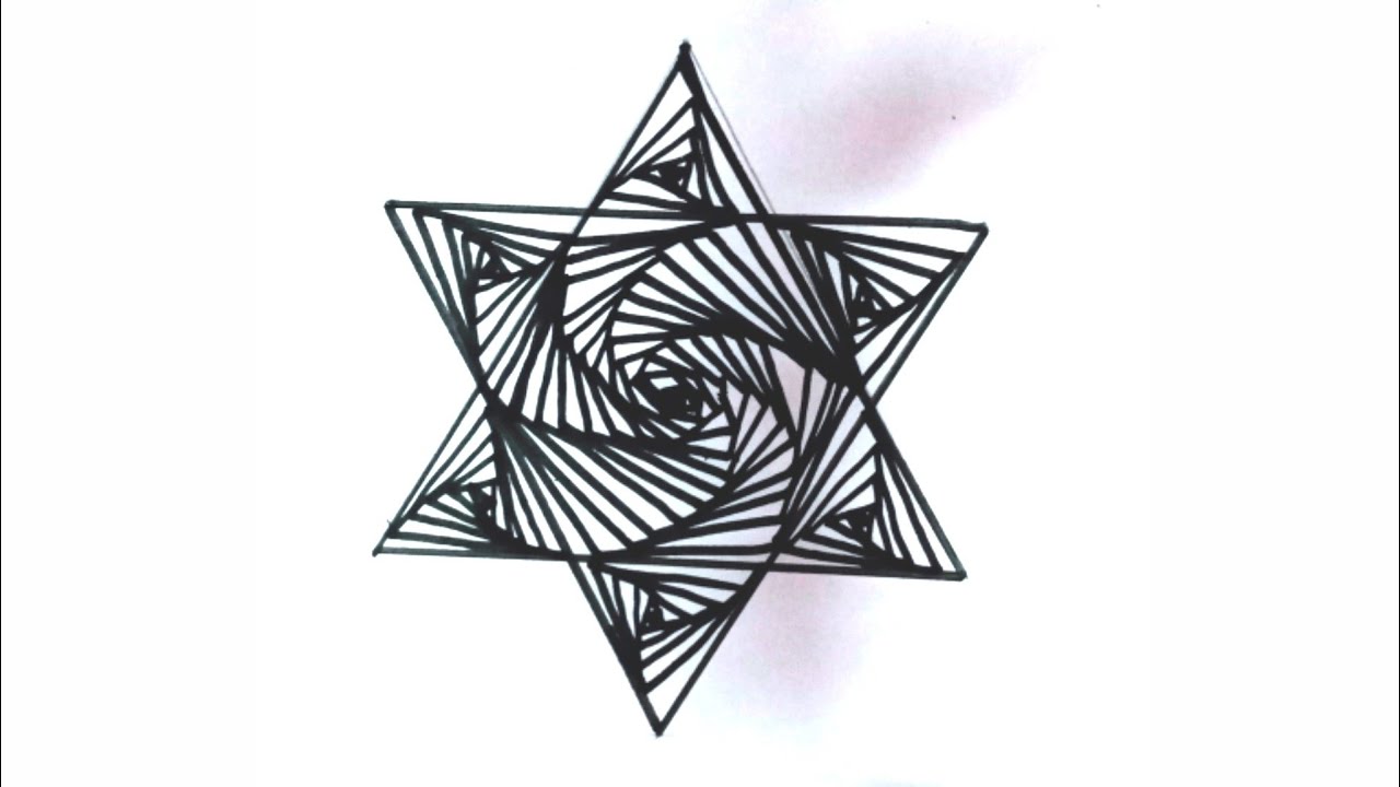 Spiral illusionary geometric drawing tutorial |spiral star shape illusion drawing tutorial easy |