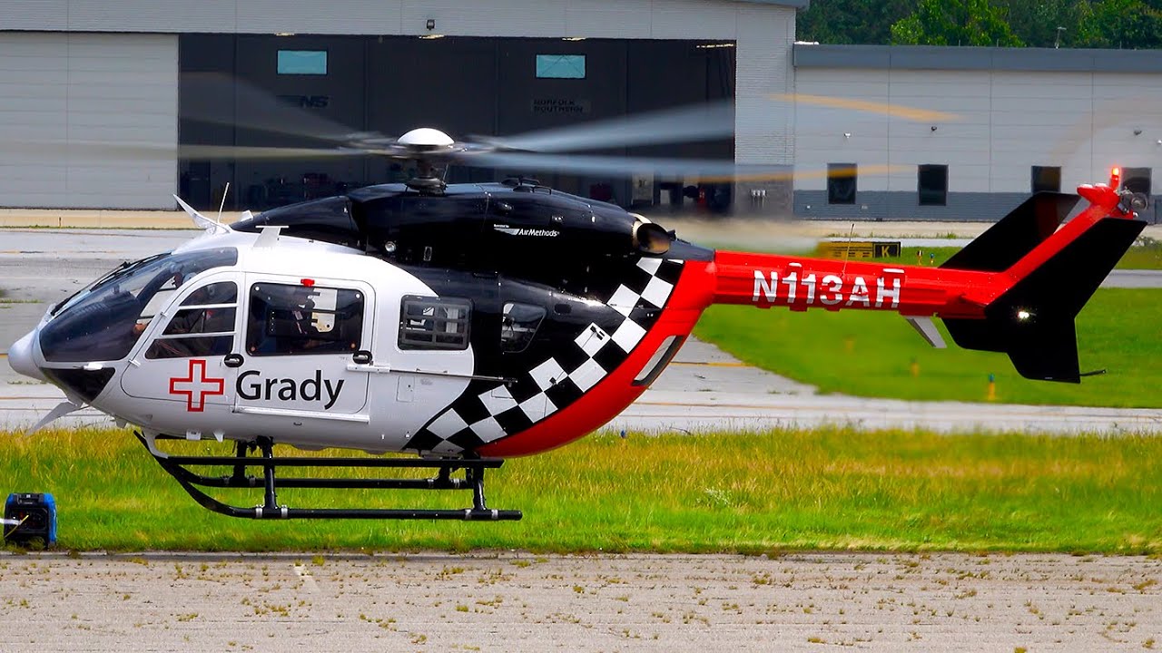 Medivac EC145 🚁 Helicopter| Air Methods Grady &ndash; Startup, Takeoff & Landing