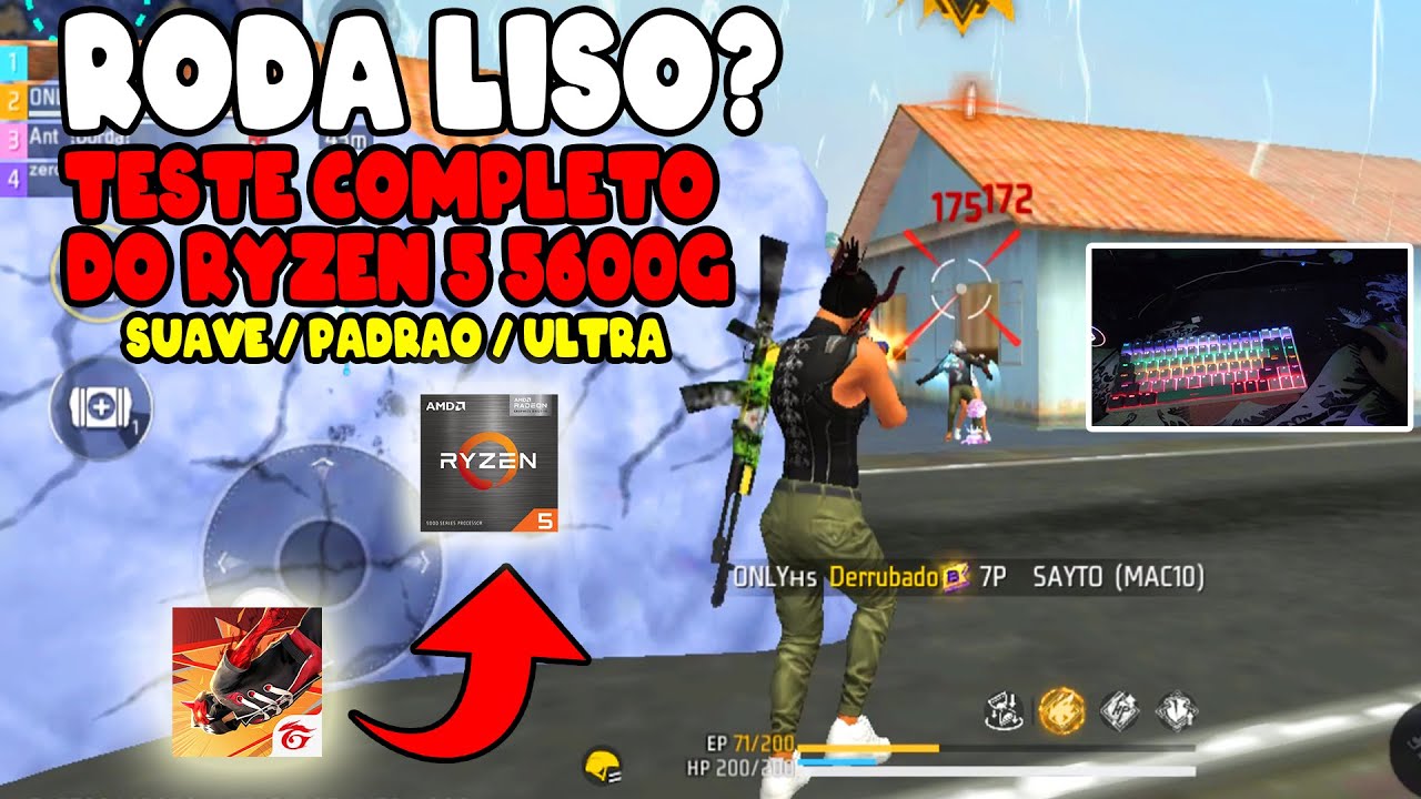 TESTANDO O FREE FIRE NO RYZEN 5 5600G SEM PLACA DE VÍDEO NO SUAVE, PADRÃO, ULTRA E NO X1 !!