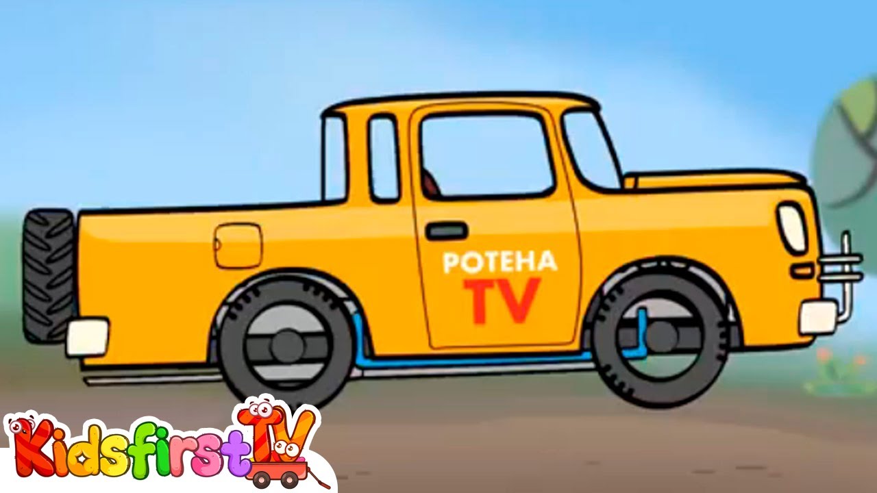 Big Construction: Pick-up Truck. Cartoons for kids.