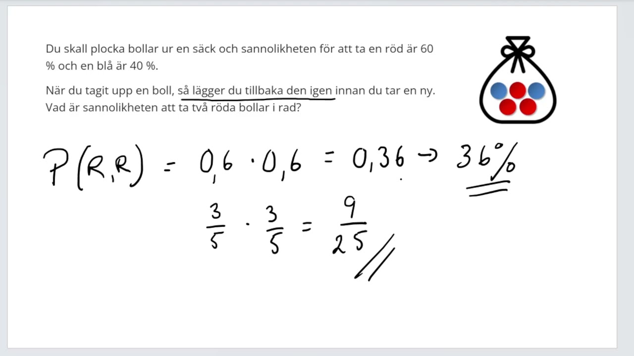 beräkna sannolikhet för flera händelser.