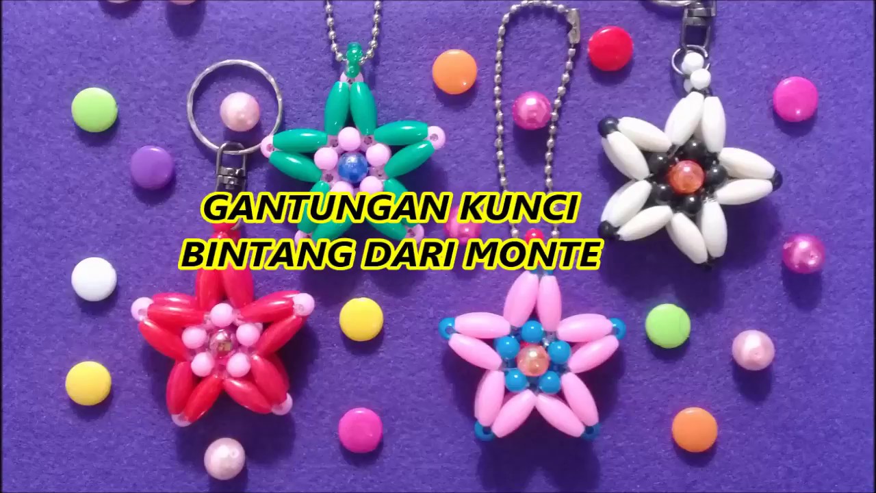Souvenir// Gantungan Kunci Bintang Dari Monte || Beads Star Keychain || manik-manik,pelangi shop