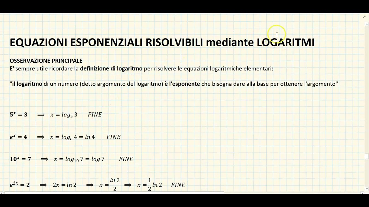 10 - Equazioni esponenziali risolvibili con logaritmi
