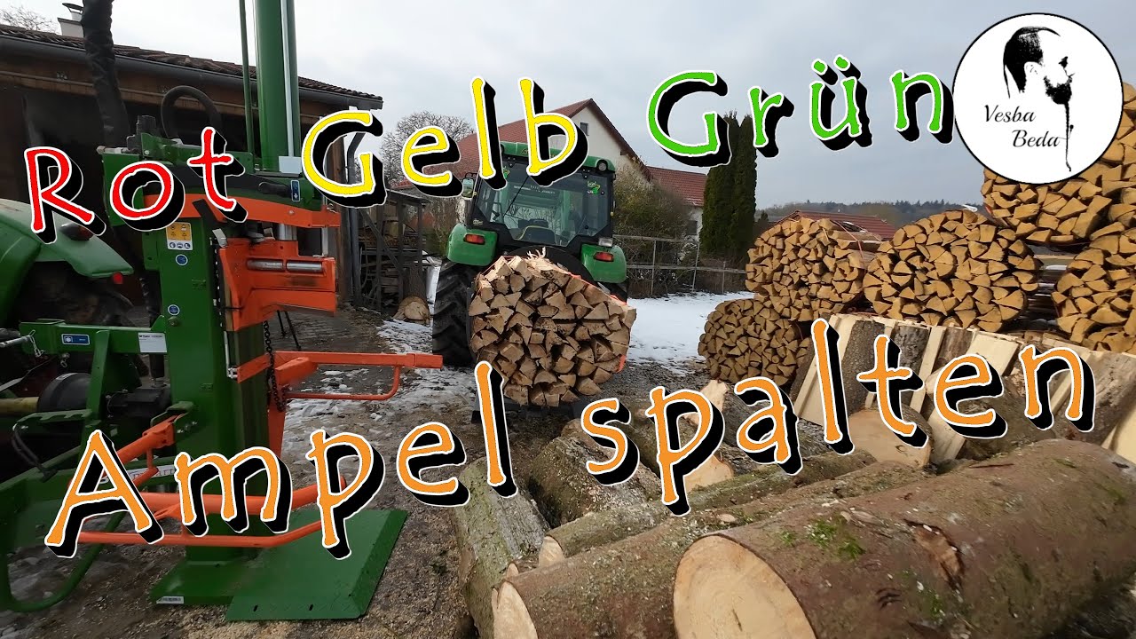 Holz spalten mit Deutz 4005 und John Deere 5065e