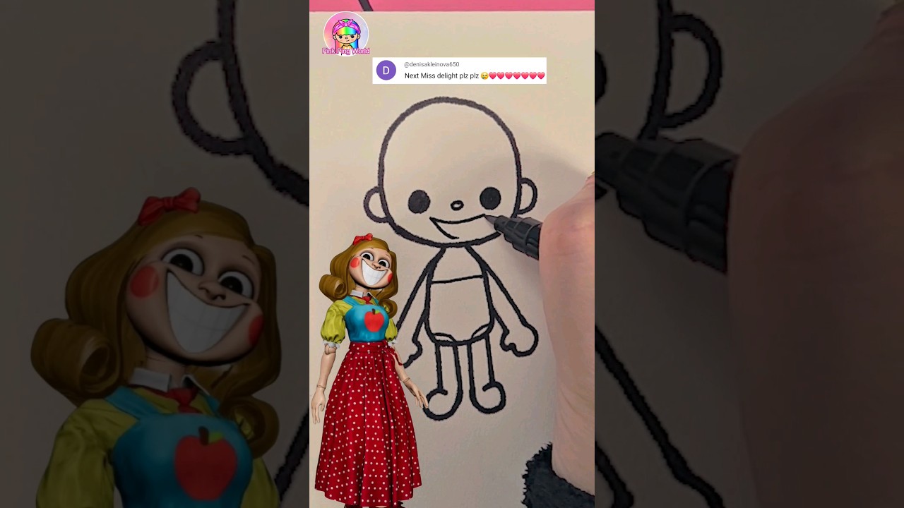 Miss Delight Poppy Playtime Toca Boca Drawing #shorts #paperdiy