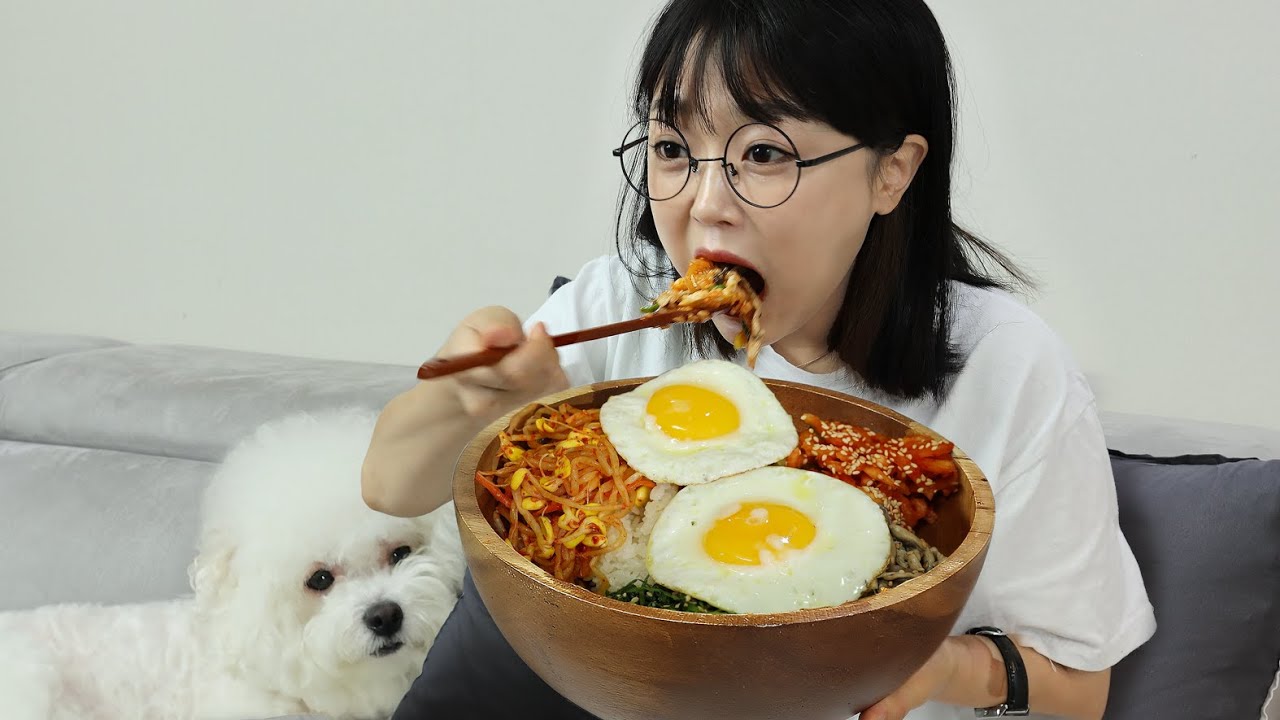 Различные овощные пибимпап (корейский смешанный рис) | MUKBANG ASMR