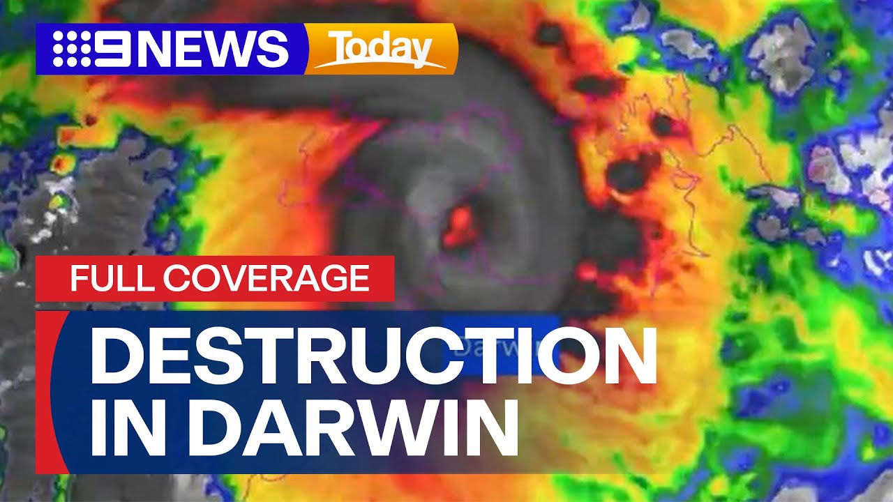 IN FULL: Severe Tropical Cyclone Fina wreaks havoc on Darwin | 9 News Australia