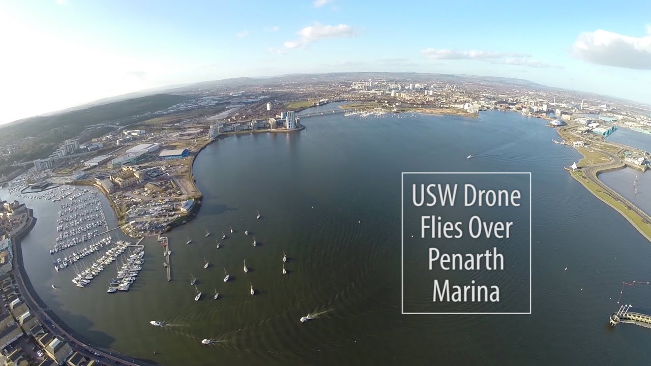 Drone Flies Over Penarth Marina & Cardiff Bay - University of South Wales